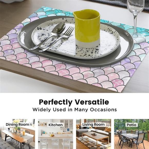 Set of 4 Placemats for Dining Table - Mermaid - 18 x 12 inch - Picture 7 of 7